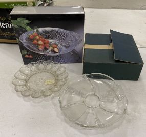 Egg Glass Tray, Serving Plate, Cake Stand, and Crystal Oval Bowl