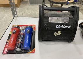 Diehard Battery Charger, Two Flashlights