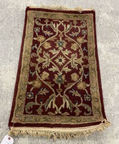 Small Red Wool Rug 1'10 x 3'