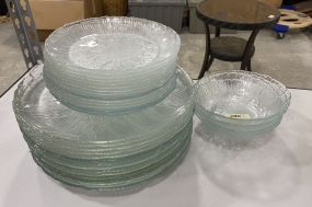 31 Flower Pressed Glass Plates and Bowls
