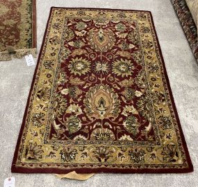 Red Wool Area Rug 3'6 x 5'6