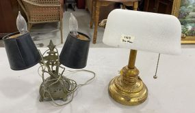 Gold Color Desk Lamp and Two Arm Candle Stick Lamp