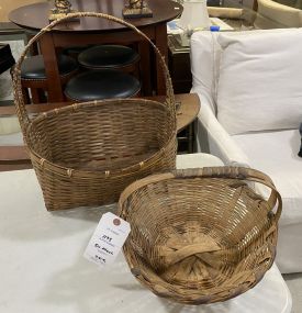 Two Woven Handled Baskets
