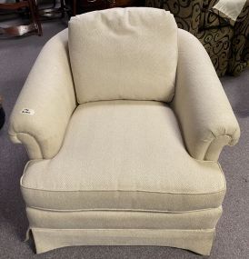 White Upholstery Swivel Arm Chair