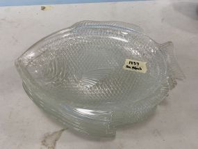 8 Pressed Glass Fish Trays