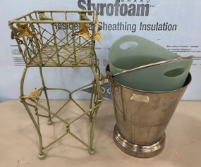 Metal Planter Stand and Metal Bucket
