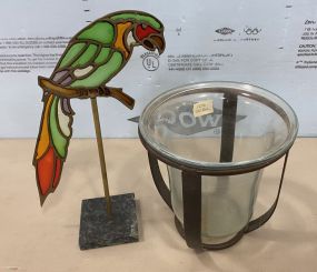 Parrot Glass Plaque and Glass Holder
