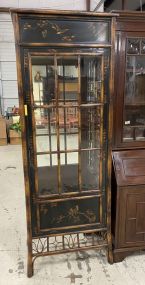 Black Lacquer Bamboo Style Curio Cabinet