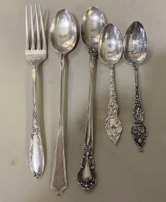 2 Sterling Ice Tea Spoons, Fork, and Collectible Demitasse