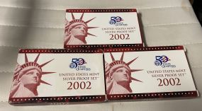 Three 2002 United States Silver Proof Sets