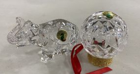 Waterford Crystal Elephant and Christmas Ornament
