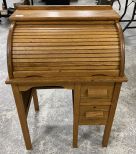 Child's Small Oak Roll Top Desk