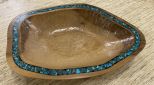 Jay King Carved Wood and Turquoise Inlay Bowl