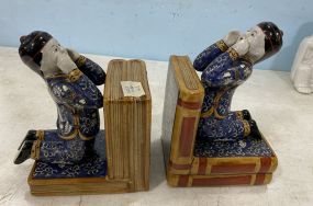 Chinese Porcelain Man Bookends