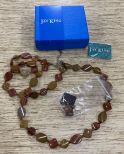 Jay King 2 Strand Cameleon Jasper Beaded Necklace and Earrings