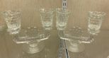 Pair of Fostoria American Clear Double Fan Pattern Candle Holders