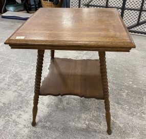 Vintage Oak Parlor Lamp Table