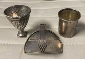 Sterling Small Basket, and Cups