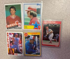 Five Pete Rose Trading Cards