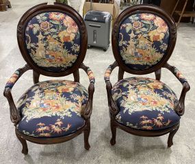 Pair of Reproduction Victorian Style Parlor Chairs