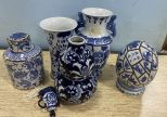 Five Pieces of Modern Blue and White Pottery