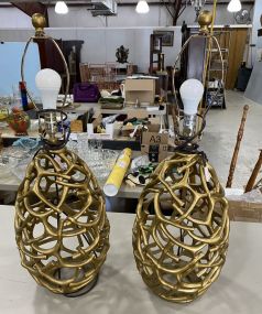 Pair of Gold Gilt Resin Vase Lamps