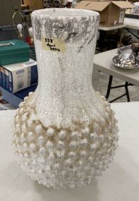 Heavy White Textured Crackled Vase