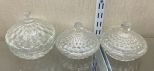 3 Fostoria American Clear Covered Bowls