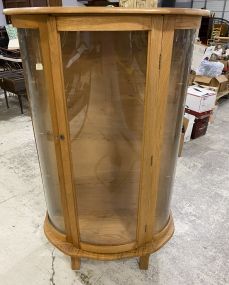 Modern Oak Curved Glass China Cabinet