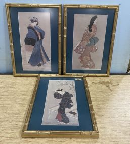 Three Framed Geisha Girl Prints