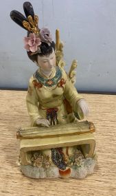 Chinese Porcelain of Woman Playing Instrument