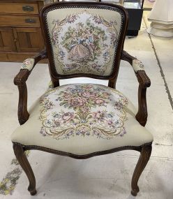 Reproduction Cherry French Arm Accent Chair
