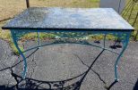 Painted Turquoise Iron Patio Table