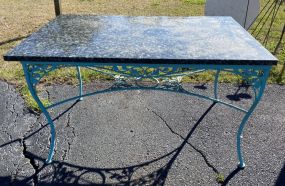 Painted Turquoise Iron Patio Table