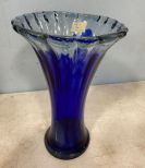 Art Glass Cobalt Blue and Clear  Vase