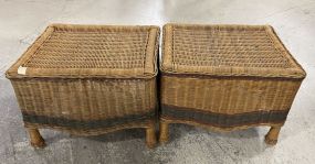 Pair of Wicker Ottomans