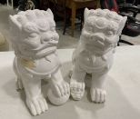 Pair of Decorative White Foo Dogs Statues