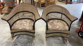 Pair of Resin Wicker Patio Chairs