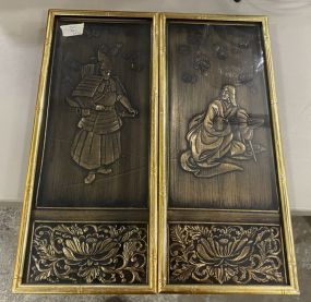 Pair of Oriental Warrior and Maiden Artwork