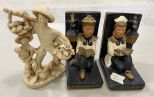 Resin Asian Figurine and Asian Bookends