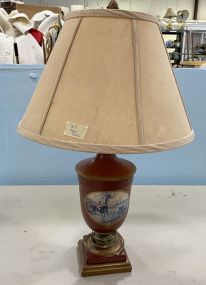 English Hunt Scene Vase Lamp
