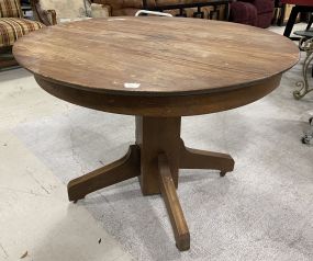 Vintage Pine Round Pedestal Table