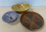 Pottery Hand Crafted Bowl and Blue Bowl, and Modern Ceramic Plate