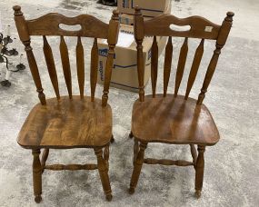 Two Modern Oak Side Chairs