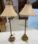 Pair of Metal Candle Stick Lamps