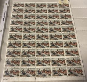 Sheet of C.M. Russell American Artist Stamps
