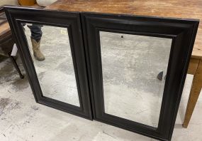 Pair of Modern Black Framed Mirrors