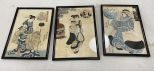 Set of 3 Japanese Woodblock Prints By Toyokuni 1785-1864