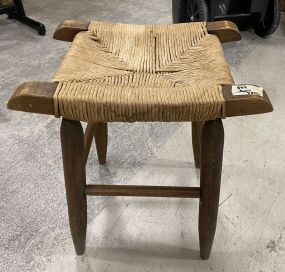 Small Oak Woven Seat Stool