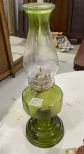 Green Glass Oil Lamp